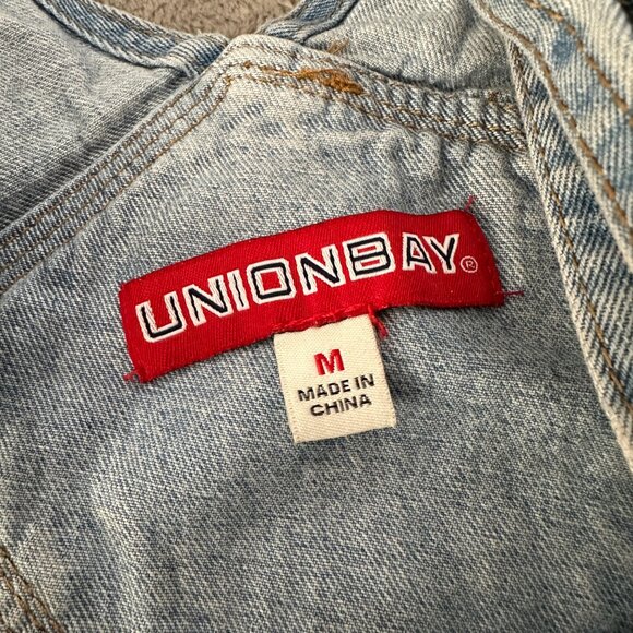 Vintage Unionbay Shortalls Women's MEDIUM Overalls Shorts Denim 90s Y2K - Picture 6 of 9